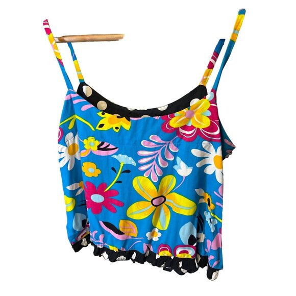 Vanity Colorful Whimsical Beaded Camisole Cropped Top Sz M - Picture 2 of 6